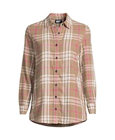 Lands' End Women's Plus Flannel Boyfriend Fit Long Sleeve Shirt