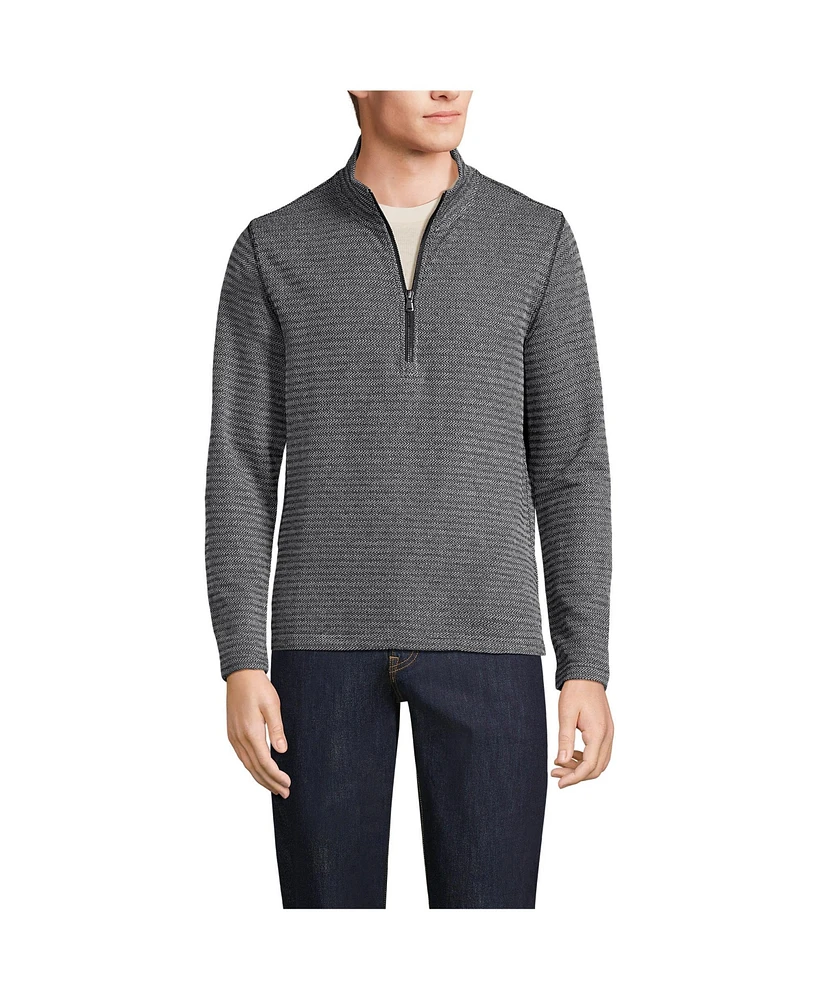 Lands' End Men's Long Sleeve Herringbone Textured Quarter Zip