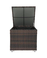 Slickblue Square Brown Gradient Iron Frame Rattan Storage Locker – Stylish & Spacious Organization Solution