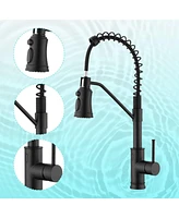 Flynama Pull out Touchless Single Handle Kitchen Faucet with MotionSense In Black