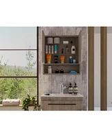 Depot E-shop Tatacoa Mirror Medicine Cabinet, One Open Shelf, Three Interior Shelves