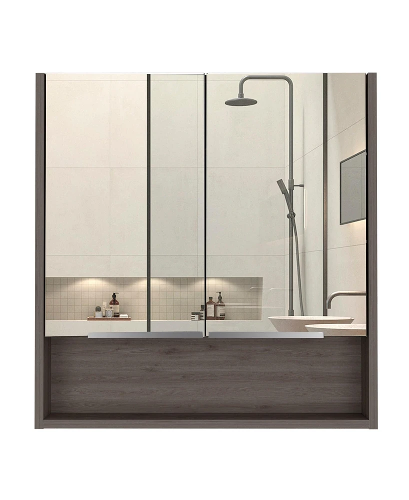 Depot E-shop Tatacoa Mirror Medicine Cabinet, One Open Shelf, Three Interior Shelves