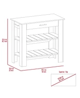 Depot E-Shop Delos Kitchen Island 37" H, Two Open Storage Shelves, One Drawer, Four Legs,Towel Hanger