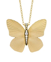 Fossil Butterfly Stainless Steel Pendant Necklace