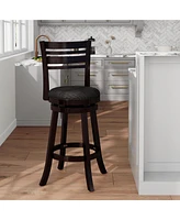 Streamdale Furniture 30" Bar Height Slat Back Swivel Stool, Espresso Finish, Charcoal Fabric Seat