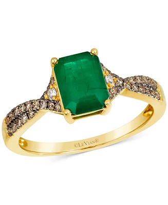 Le Vian Emerald (1-1/5 ct. t.w.), Chocolate Diamond (1/5 ct. t.w.) & Nude Diamond (1/20 ct. t.w.) Ring in 14k Honey Gold