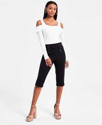 Bar Iii Women's Double-Zip Ponte-Knit Capri Pants, Exclusively at Macy's