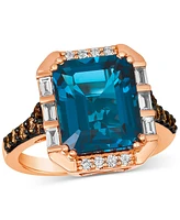 Le Vian London Blue Topaz (6 ct. t.w.) & Diamond (5/8 ct. t.w.) Statement Ring in 14k Rose Gold