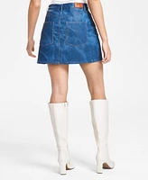 Bar Iii Women's Denim-Finish Faux-Leather Mini Skirt, Exclusively at Macy's