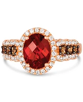 Le Vian Garnet (2 ct. t.w.) & Diamond (3/4 ct. t.w.) Halo Ring in 14k Rose Gold