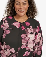 Calvin Klein Plus Floral-Print Keyhole Blouse