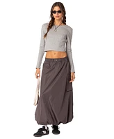 Women's Bubble cargo nylon maxi skirt