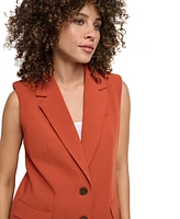 Dkny Women's Boyfriend Sleeveless Notch-Collar Jacket