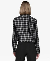 Karl Lagerfeld Paris Women's Tweed Windowpane Jacket