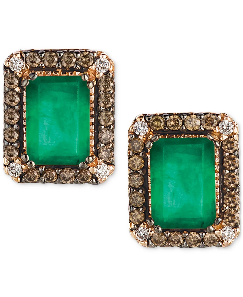 Le Vian New Emerald (1-3/8 ct. t.w.) & Diamond (1/3 ct. t.w.) Rectangle Stud Earrings in 14k Rose Gold