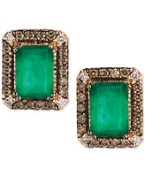 Le Vian New Emerald (1-3/8 ct. t.w.) & Diamond (1/3 ct. t.w.) Rectangle Stud Earrings in 14k Rose Gold