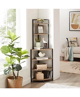 Slickblue 6-Tier Corner Open Shelf Modern Bookcase - Wood Rack Shelving Unit for Home and Office