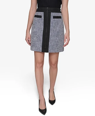 Karl Lagerfeld Paris Women's Zip-Front Mini Skirt