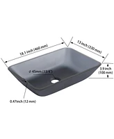 Streamdale Furniture Elegant Matte Gray Frosted Glass Rectangular Art Basin with Translucent Illumination