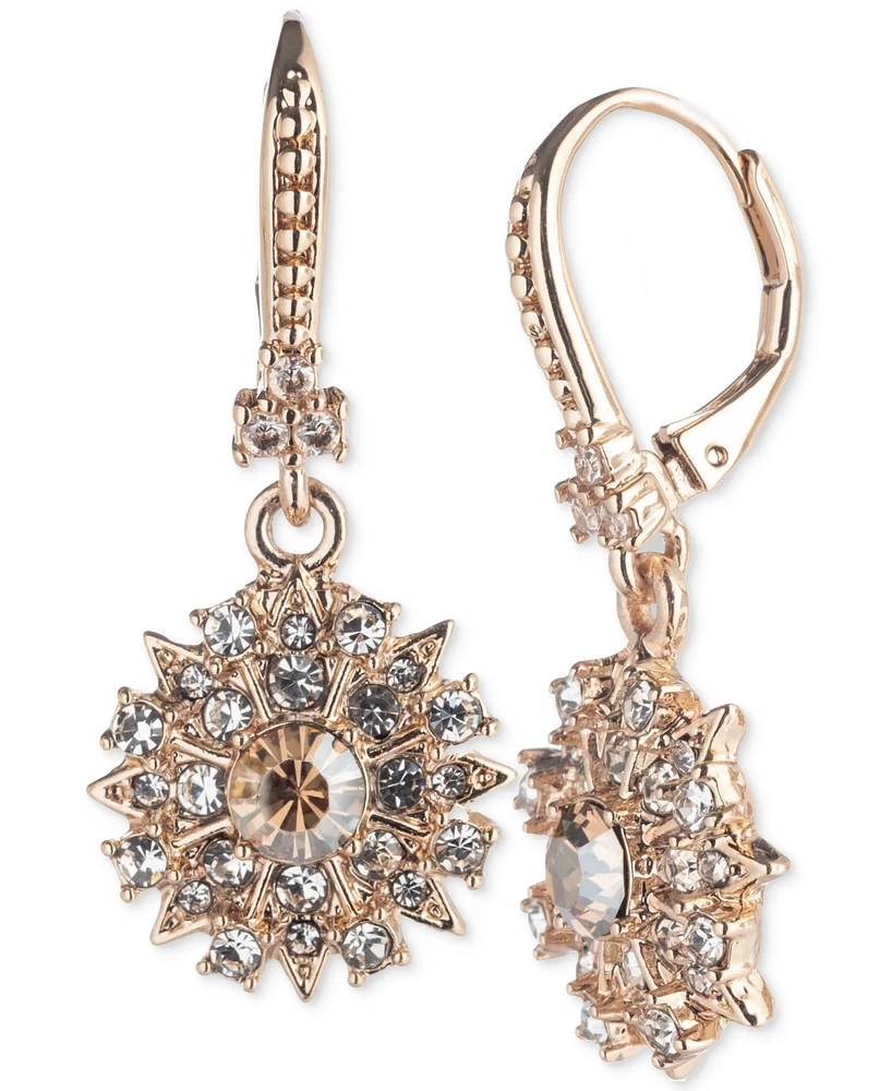 Marchesa Gold-Tone Crystal Starburst Cluster Leverback Drop Earrings