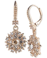 Marchesa Gold-Tone Crystal Starburst Cluster Leverback Drop Earrings