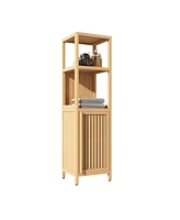 Streamdale Furniture Large Capacity Multifunctional Bamboo Storage Cabinet Furniture For Bathroom And Living Room