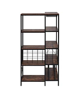 Streamdale Furniture Industrial Corner Wine Rack with Glass Holder and Ample Storage