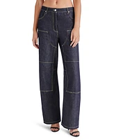 Steve Madden Women's Ashyla Cotton High Rise Barrel Leg Jeans