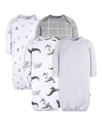 Gerber Baby Boys Gowns with Mitten Cuffs, 4-Pack