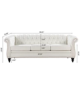 Streamdale Furniture 84.65" Rolled Arm Chesterfield 3 Seater Sofa