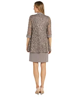 R & M Richards Women's 2-Pc. Sequined Lace Jacket Necklace Dress Set