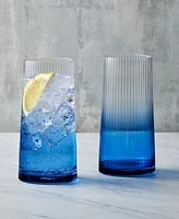 Anton Studio Designs Empire Blue Highball Tumblers, Set of 2