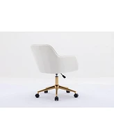 Streamdale Furniture Adjustable modern velvet office chair, ivory