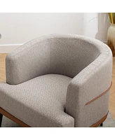 Streamdale Furniture Modern Twotone Barrel Fabric Chair, Upholstered Round Armchair For Living Room Bedroom Reading