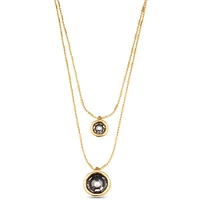 UNOde50 18K Gold Plated and Faceted Crystal Double Necklace