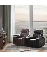 Streamdale Furniture Brown Power Motion Recliner with Usb Charging and Storage