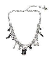 Betsey Johnson Faux Stone Midnight Magic Corset Charm Bib Necklace