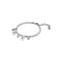 UNOde50 Sterling Silver Heart, Clover and Hand charm Bracelet