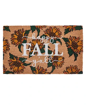 Vcny Home Happy Fall Y'all Sunflower Coir Outdoor Doormat, 18" x 30"