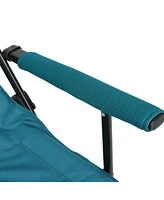 Steel folding Mesh Quad Camping Chair, with Cup Holder, & Carry Bag, Blue