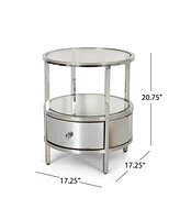 Streamdale Furniture Mirrored Modern Glam End Table with Glass Top and Reflective Accents