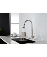 Streamdale Furniture Kitchen Faucet With Pull Down Sprayer Brushed Nickel, High Arc Single Handle