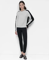 Dkny Women's Colorblocked Zip-Trim Sweater