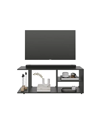 Sudley Entertainment Center with 4 Shelves and 4 Legs, Black