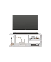 Depot E-Shop Sudley Entertainment Center with 4 Shelves and 4 Legs, White