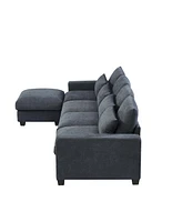 Streamdale Furniture Modern Large L-Shaped Feather Filled Sectional Sofa, Convertible Sofa Couch With Reversible Chaise