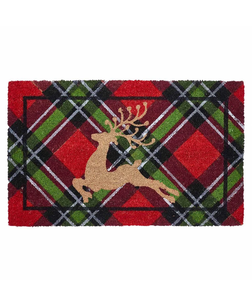 Vcny Home Holiday Plaid Coir Outdoor Doormat, 18" x 30"