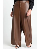 Eloquii Women's Wide Leg Faux Leather Pant