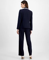 Le Suit Contrast-Tipped Pant Suit Regular & Petite Sizes