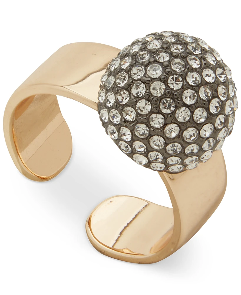 Karl Lagerfeld Paris Two-Tone Crystal Pave Disco Ball Statement Ring